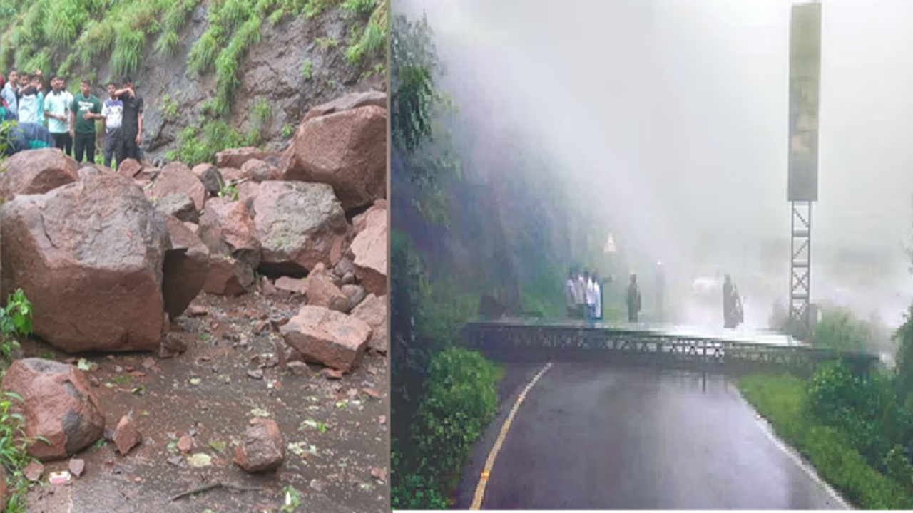 सिंधुदुर्गात मुसळधार पाऊस; भुईबावडा घाटात दरड कोसळल्याने वाहतूक ठप्प