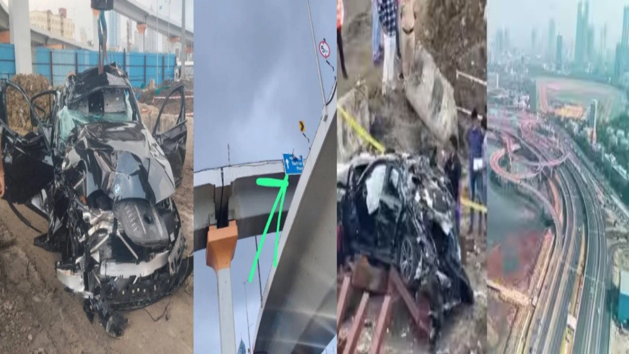 मुंबई कोस्टल रोडवर थरार! भरधाव बीएमडब्ल्यू कार थेट पुलावरून खाली कोसळली; कारचा चक्काचूर, ३ तरुणांचा मृत्यू तर १ जण गंभीर
