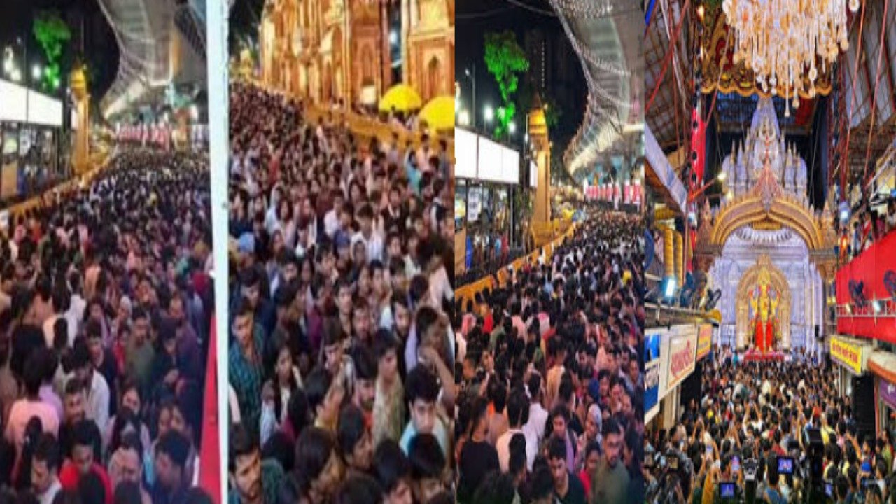 बापरे, लालबागच्या राजाच्या मुख दर्शनाची रांग १० किमीपेक्षाही लांब! रविवारी सुट्टीच्या दिवशी भाविकांची भयानक गर्दी, नियोजनाचं काय?