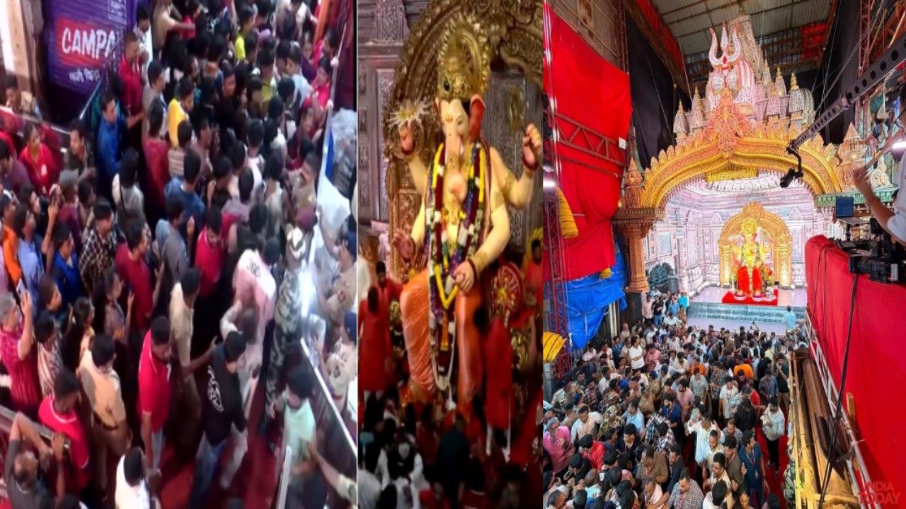 हे कधी थांबणार? लालबागच्या राजाच्या दरबारात VIP ना रेड कार्पेट, सामान्यांना माञ धक्काबुक्की; तर, दुसरीकडे कार्यकर्त्यांची दादागिरी अन् पोलिसांची मुजोरी